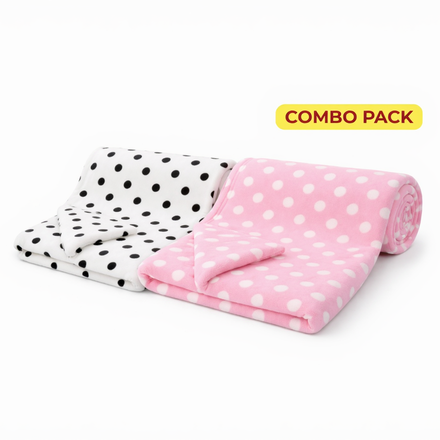 BRANDONN Newborn Baby Swaddle Blanket Gift Pack – Polka Print, Pack of 3 & Pack of 2 (0–12 Months)