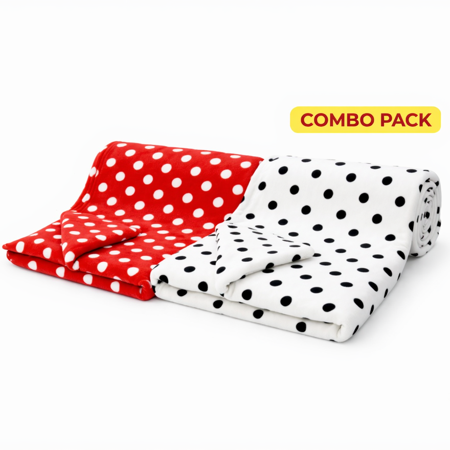 BRANDONN Newborn Baby Swaddle Blanket Gift Pack – Polka Print, Pack of 3 & Pack of 2 (0–12 Months)