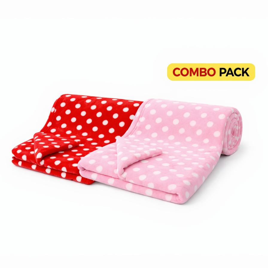 BRANDONN Newborn Baby Swaddle Blanket Gift Pack – Polka Print, Pack of 3 & Pack of 2 (0–12 Months)
