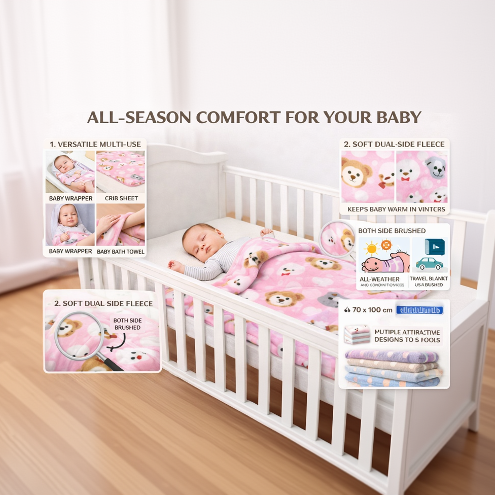 BRANDONN Newborn Baby Swaddle Blanket Gift Pack – Pack of 3 & Pack of 2 (0–12 Months)