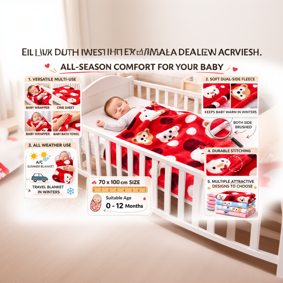 BRANDONN Newborn Baby Swaddle Blanket Gift Pack – Pack of 3 & Pack of 2 (0–12 Months)
