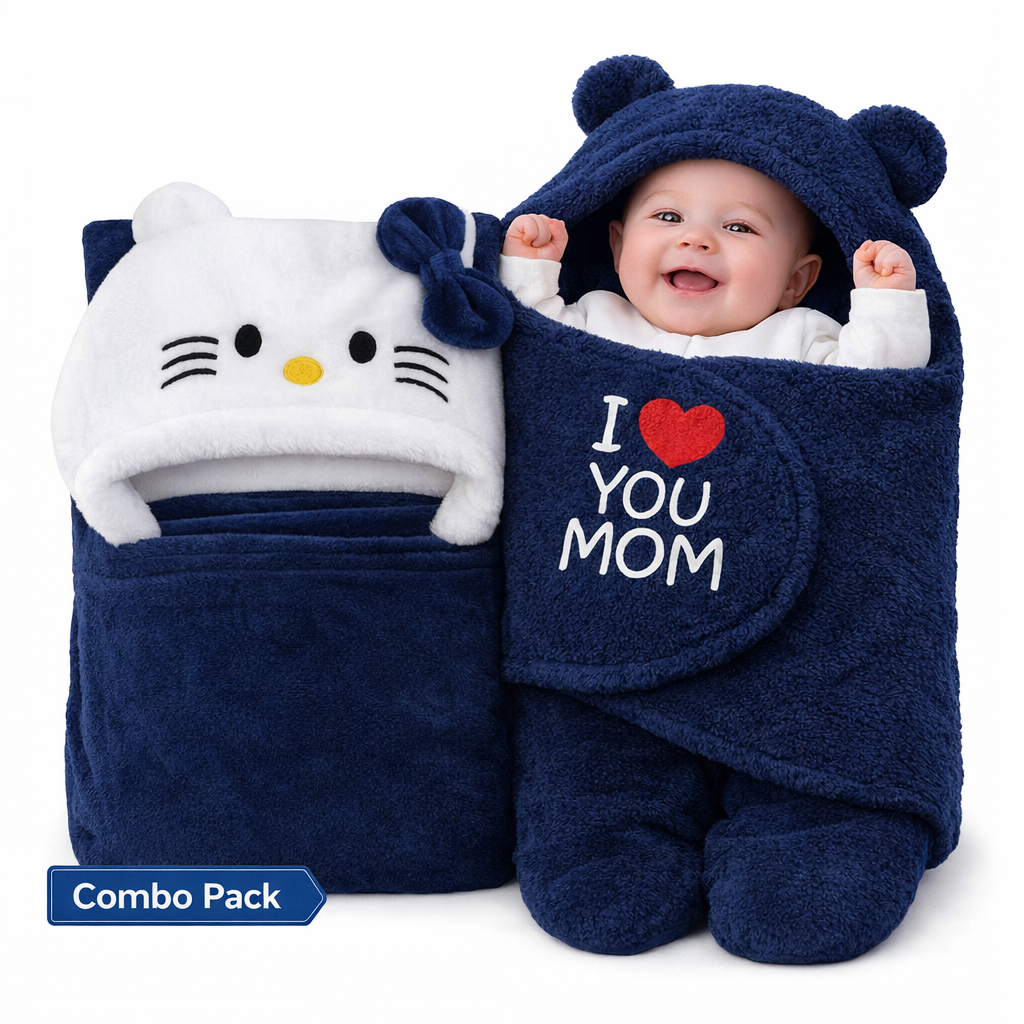 BRANDONN Newborn Baby Blanket & Swaddle Gift Set (Pack of 2, 0–12 Months)