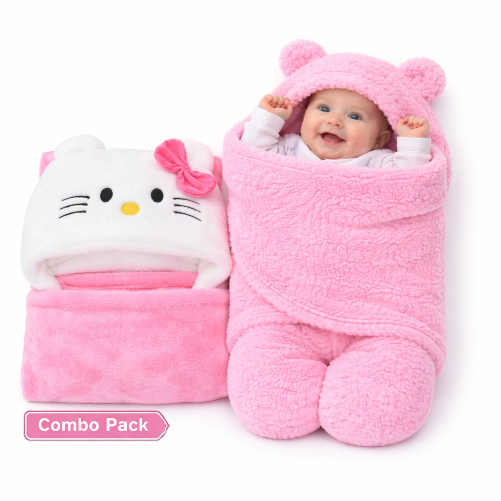BRANDONN Newborn Baby Blanket & Swaddle Gift Set (Pack of 2, 0–12 Months)