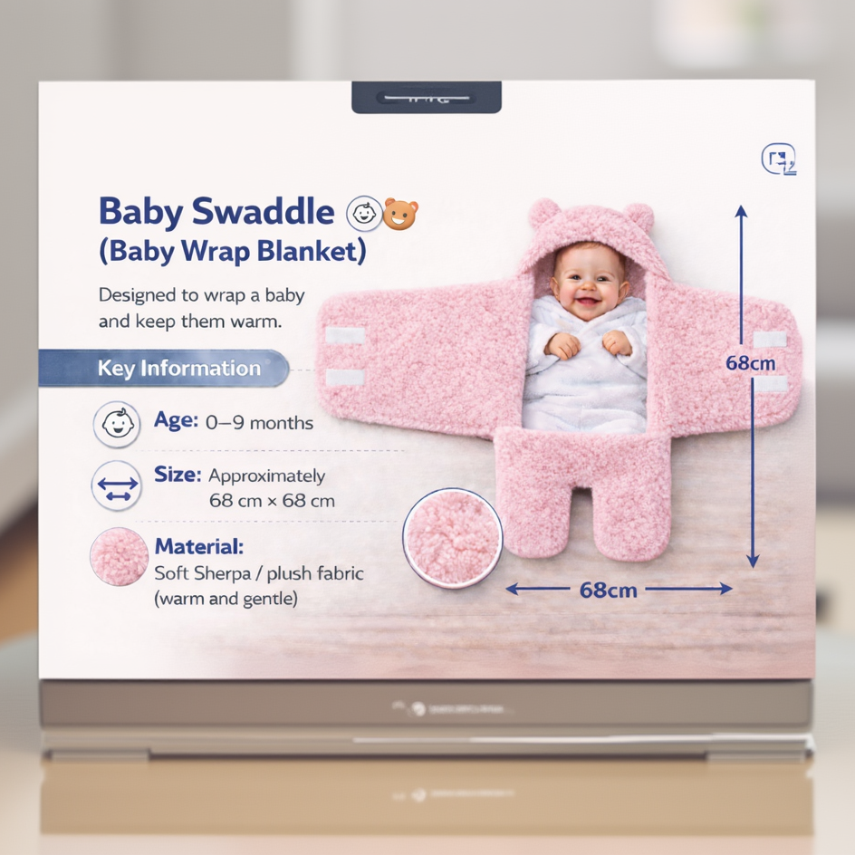 BRANDONN Newborn Baby Blanket & Swaddle Gift Set (Pack of 2, 0–12 Months)