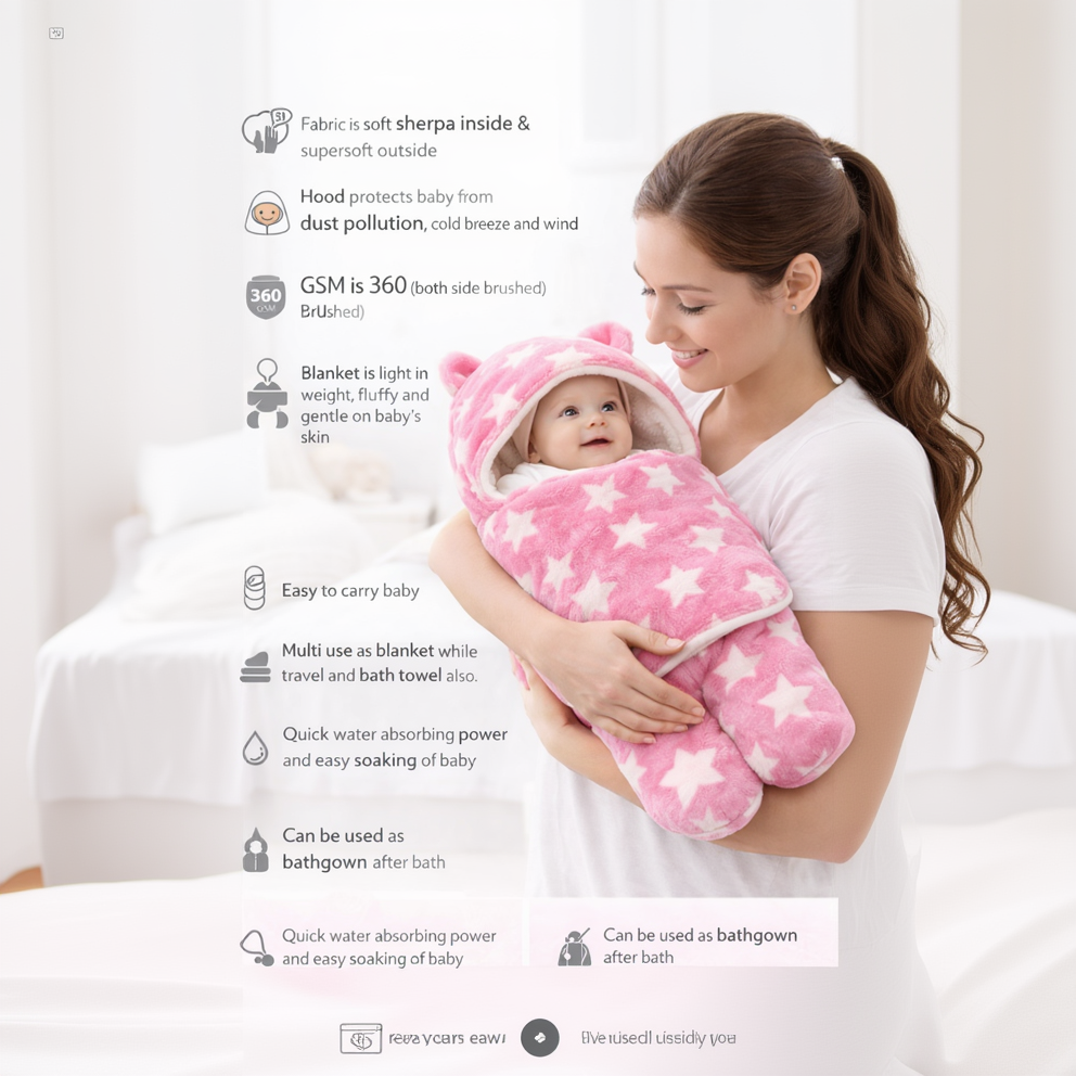 BRANDONN Newborn Baby Blanket & Swaddle Gift Set (Pack of 2, 0–12 Months)