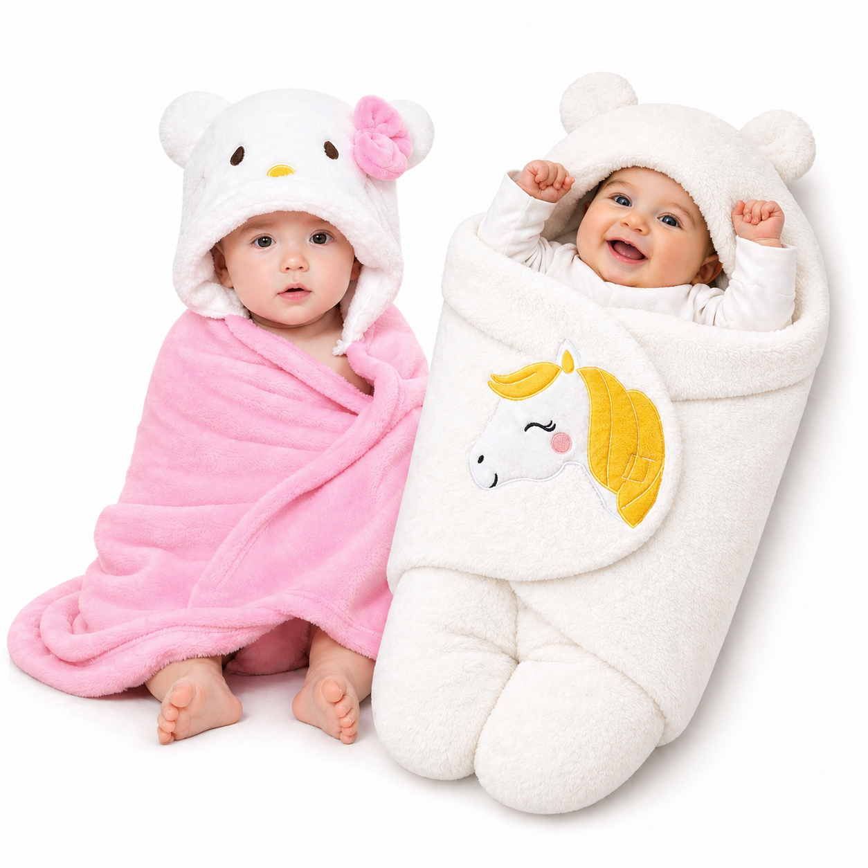 BRANDONN Newborn Baby Blanket & Swaddle Gift Set (Pack of 2, 0–12 Months)