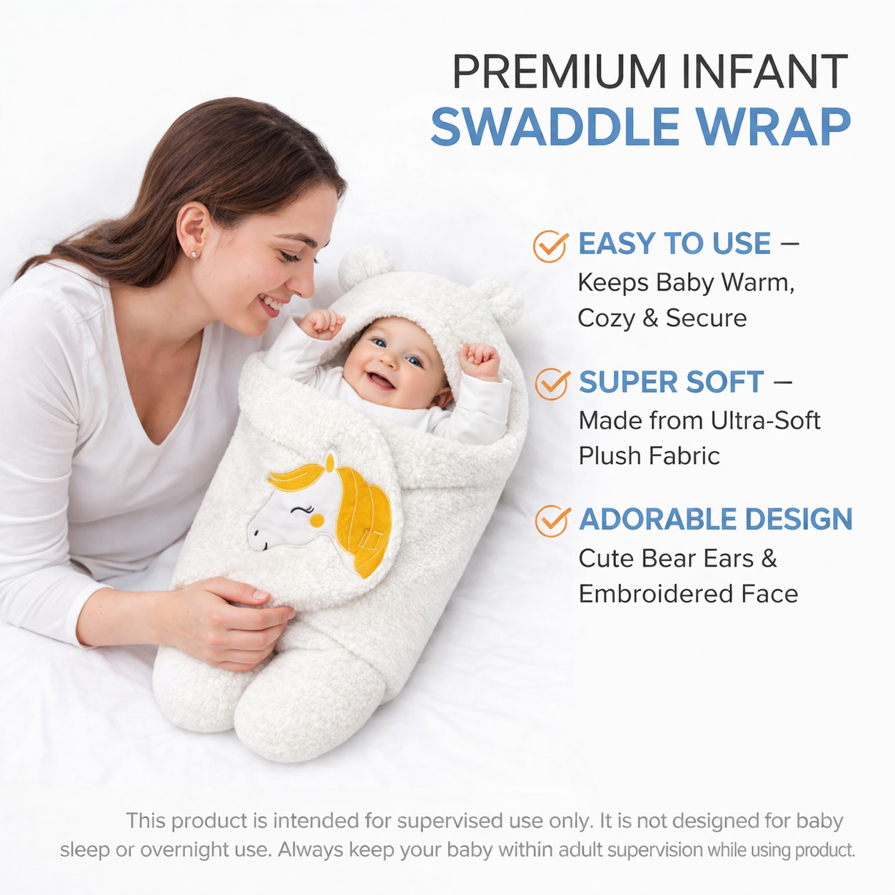 BRANDONN Newborn Baby Blanket & Swaddle Gift Set (Pack of 2, 0–12 Months)