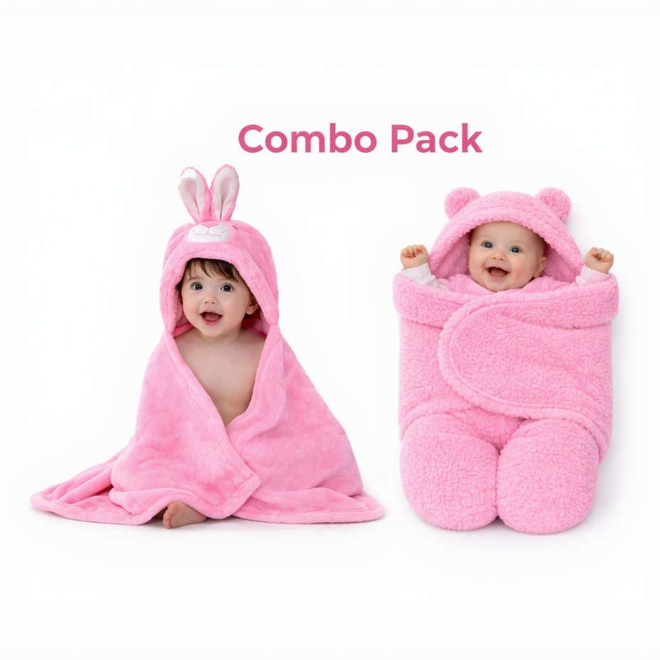 BRANDONN Newborn Baby Blanket & Swaddle Gift Set (Pack of 2, 0–12 Months)