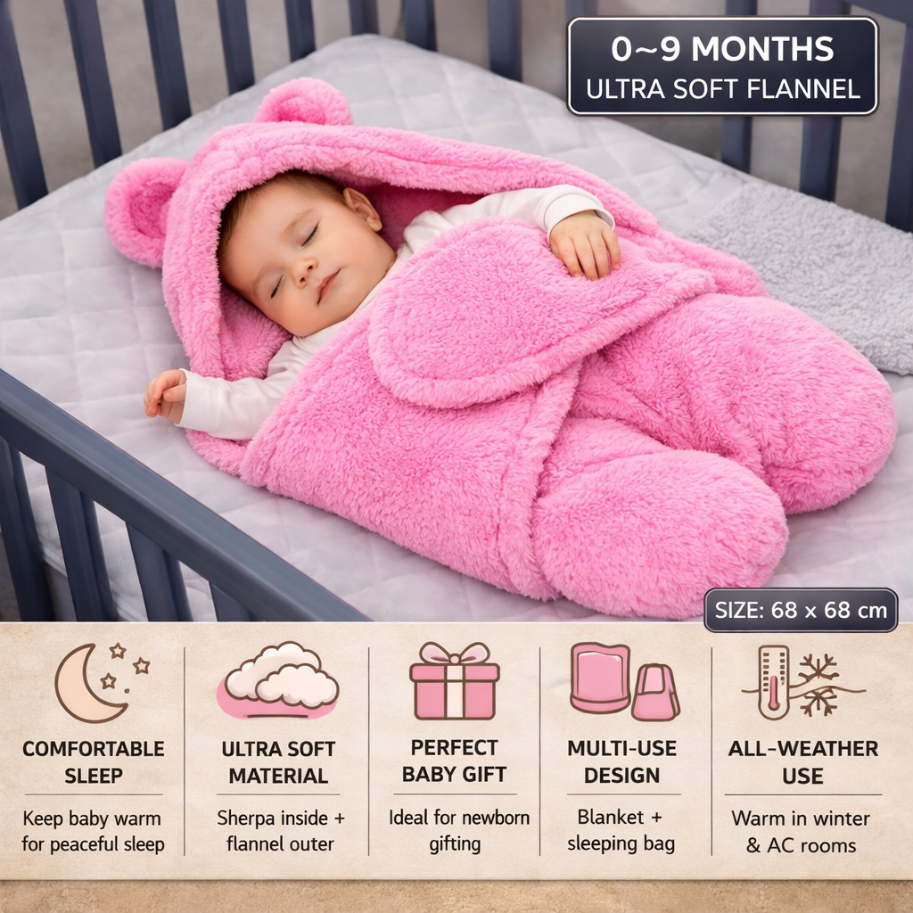 BRANDONN Newborn Baby Blanket & Swaddle Gift Set (Pack of 2, 0–12 Months)