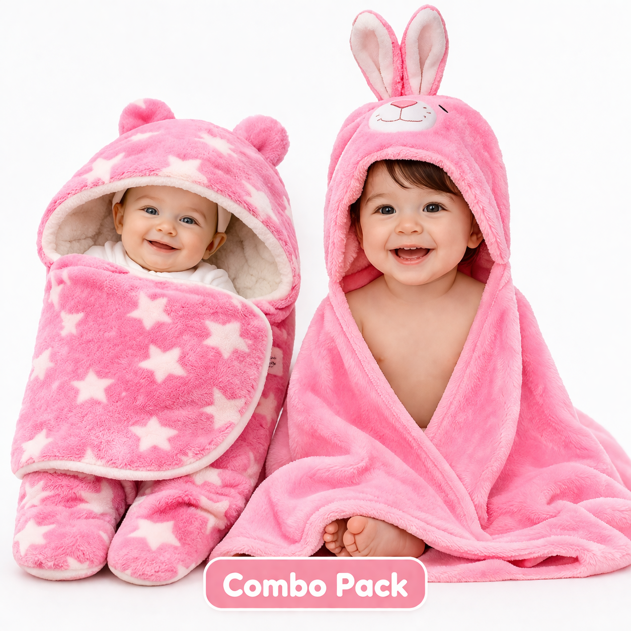 BRANDONN Newborn Baby Blanket & Swaddle Gift Set (Pack of 2, 0–12 Months)