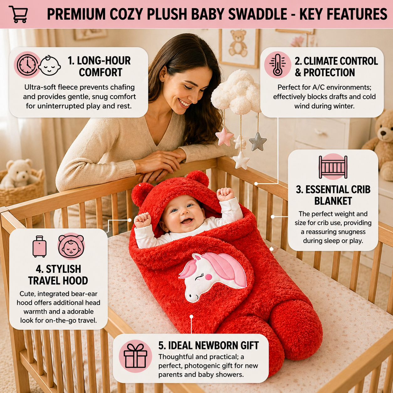BRANDONN Newborn Baby Blanket & Swaddle Gift Set (Pack of 2, 0–12 Months)