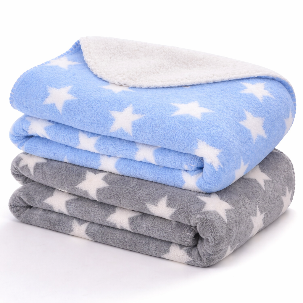 BRANDONN Newborn Baby Swaddle Blanket Gift Pack – Star Print Crib Wrapper (Pack of 2, 0–12 Months)