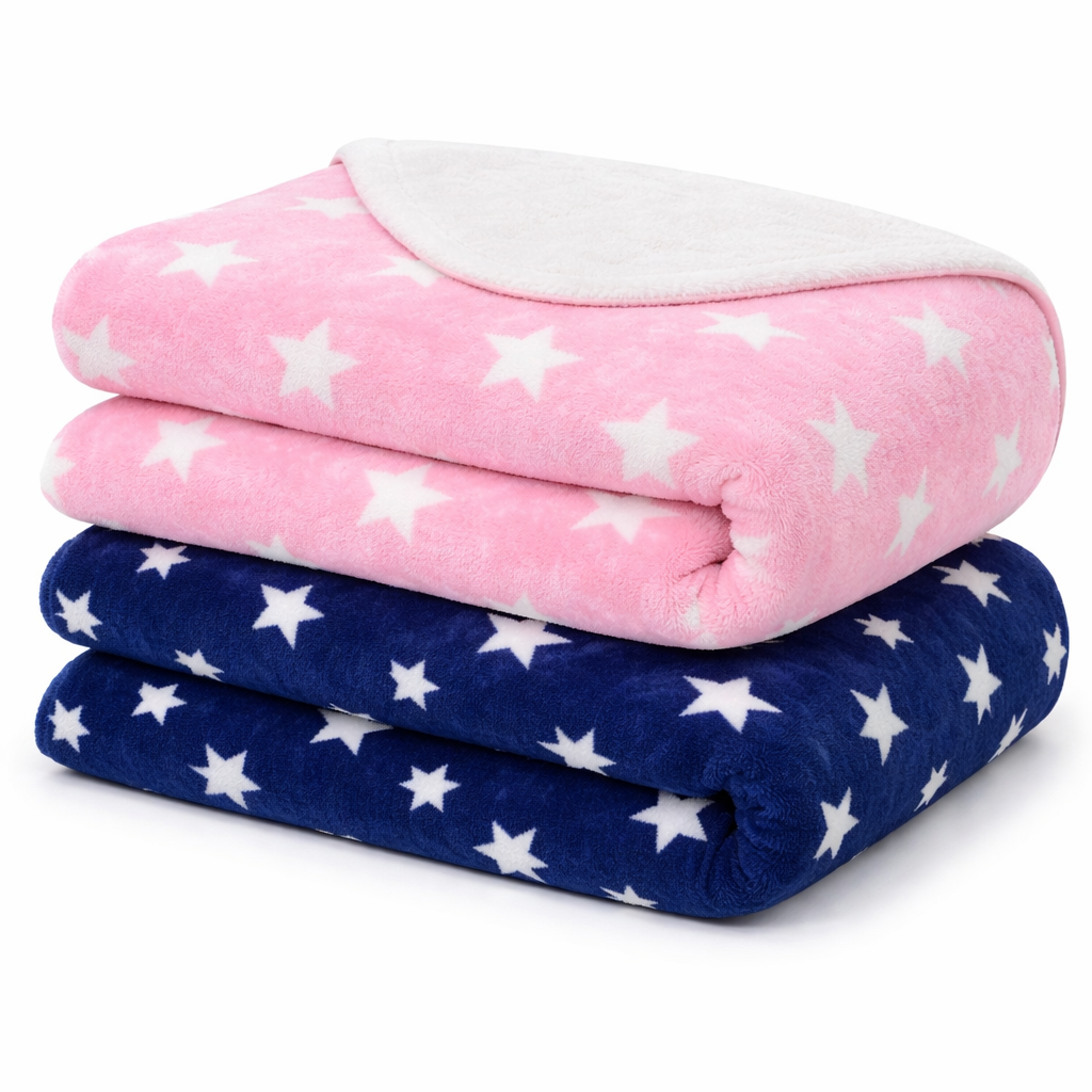 BRANDONN Newborn Baby Swaddle Blanket Gift Pack – Star Print Crib Wrapper (Pack of 2, 0–12 Months)