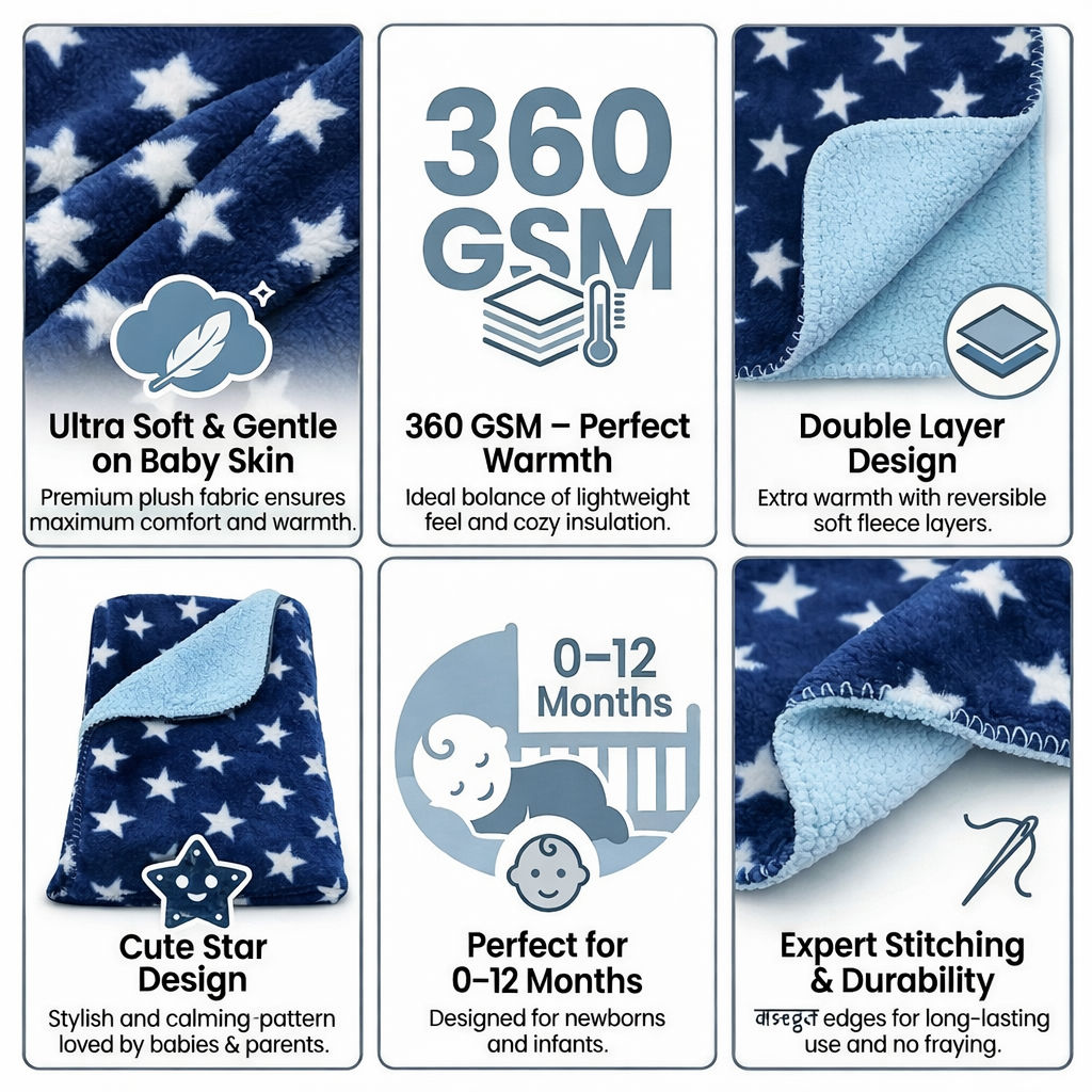 BRANDONN Newborn Baby Swaddle Blanket Gift Pack – Star Print Crib Wrapper (Pack of 2, 0–12 Months)