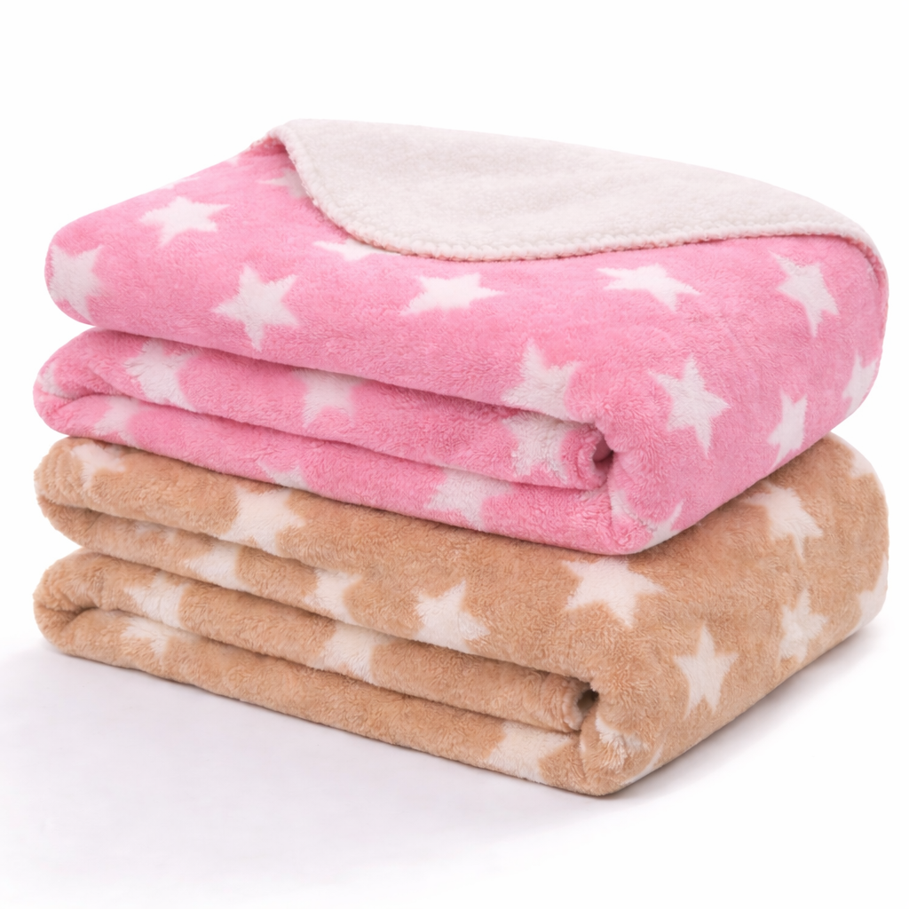 BRANDONN Newborn Baby Swaddle Blanket Gift Pack – Star Print Crib Wrapper (Pack of 2, 0–12 Months)