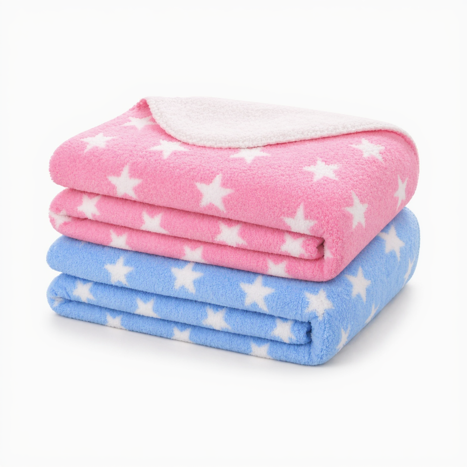 BRANDONN Newborn Baby Swaddle Blanket Gift Pack – Star Print Crib Wrapper (Pack of 2, 0–12 Months)