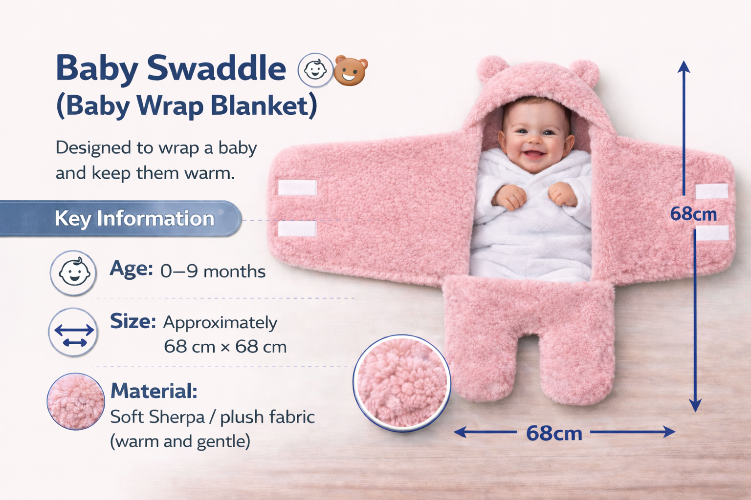 BRANDONN Newborn Baby Hooded Swaddle Blanket Gift Set (Pack of 2), Unicorn Print, 0–9 Months