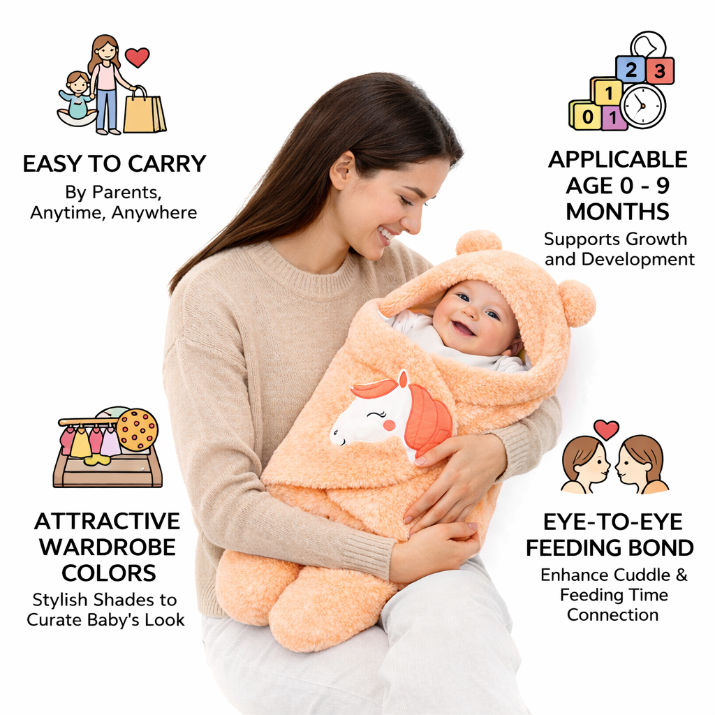 BRANDONN Newborn Baby Hooded Swaddle Blanket Gift Set (Pack of 2), Unicorn Print, 0–9 Months