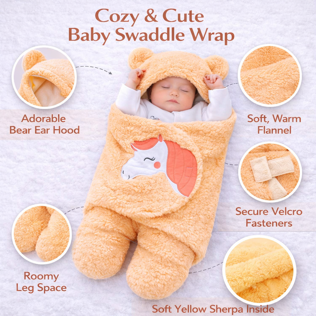 BRANDONN Newborn Baby Hooded Swaddle Blanket Gift Set (Pack of 2), Unicorn Print, 0–9 Months