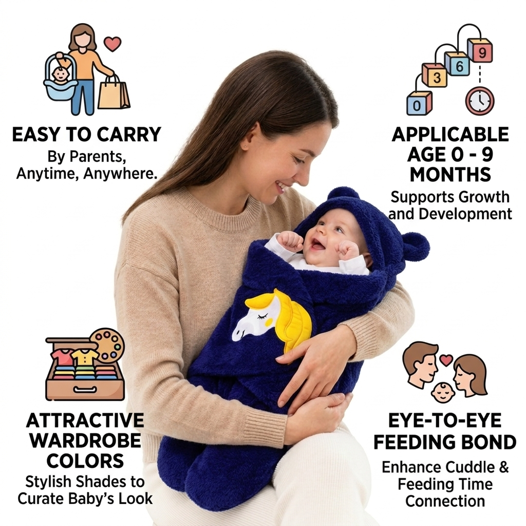 BRANDONN Newborn Baby Hooded Swaddle Blanket Gift Set (Pack of 2), Unicorn Print, 0–9 Months