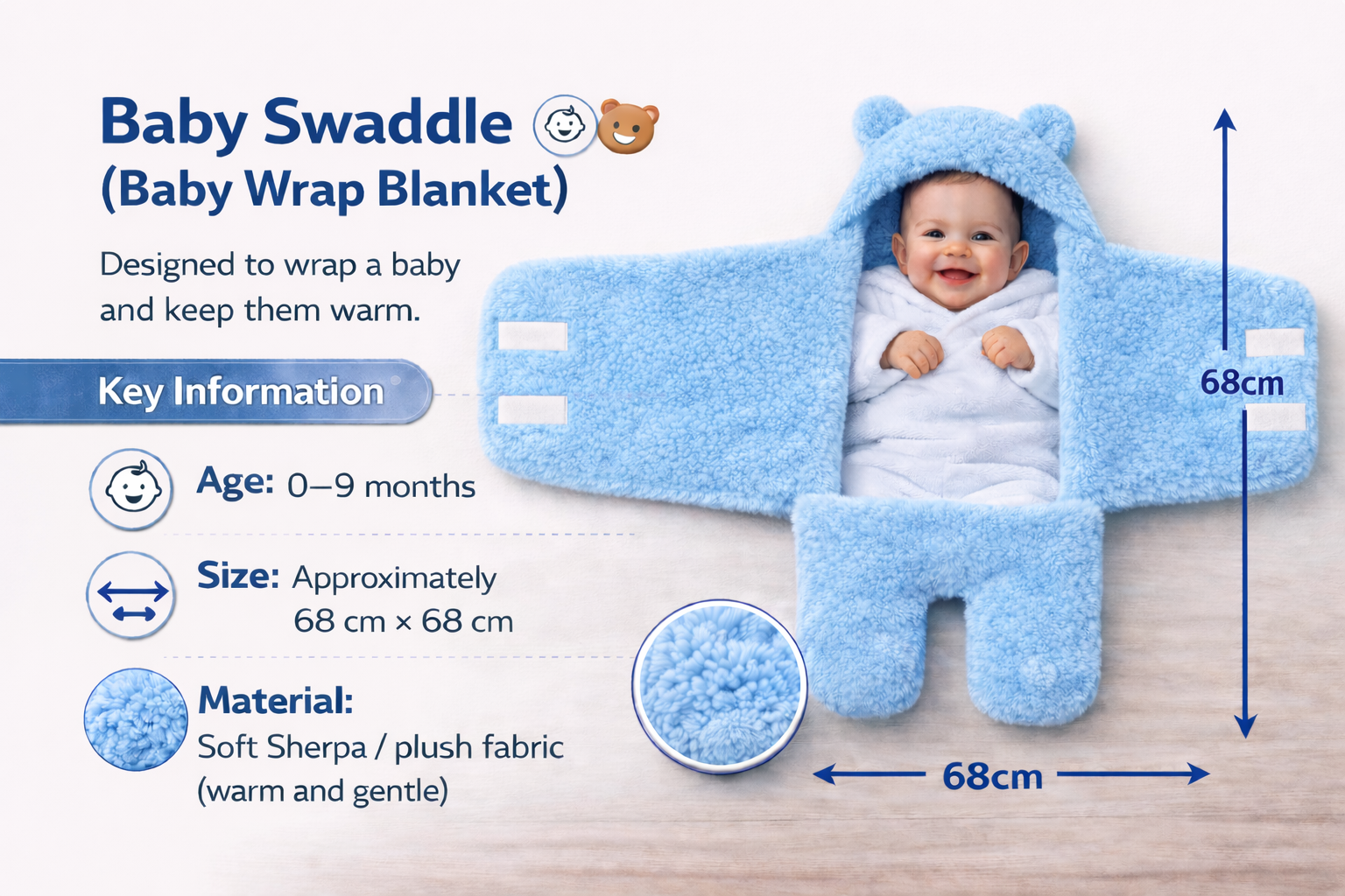 BRANDONN Newborn Baby Hooded Swaddle Blanket Gift Set (Pack of 2), Unicorn Print, 0–9 Months