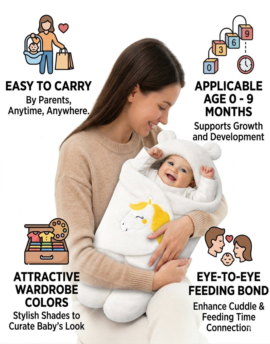 BRANDONN Newborn Baby Hooded Swaddle Blanket Gift Set (Pack of 2), Unicorn Print, 0–9 Months
