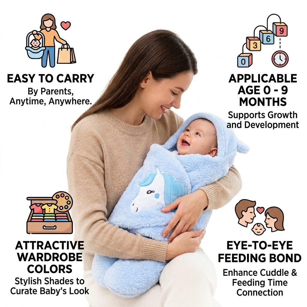BRANDONN Newborn Baby Hooded Swaddle Blanket Gift Set (Pack of 2), Unicorn Print, 0–9 Months