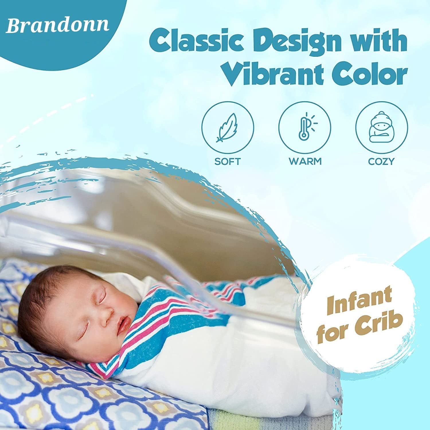 BRANDONN Baby Blankets New Born Pack of Crib Wrapping Sheet Pack of 1
