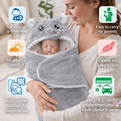BRANDONN Baby Hooded Blanket & Bath Towel Set – Bear Design (0–9 Months)