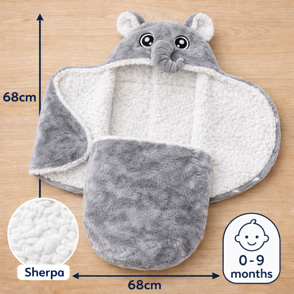 BRANDONN Baby Hooded Blanket & Bath Towel Set – Bear Design (0–9 Months)