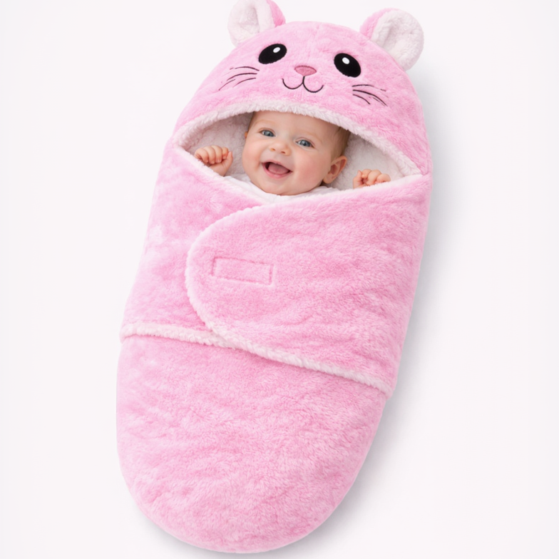 BRANDONN Newborn Hooded Baby Blanket & Bath Towel, Multi Design, 0–9 Months