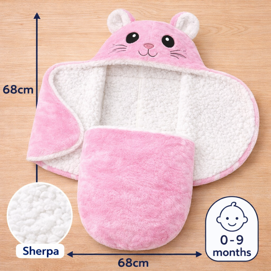 BRANDONN Newborn Hooded Baby Blanket & Bath Towel, Multi Design, 0–9 Months