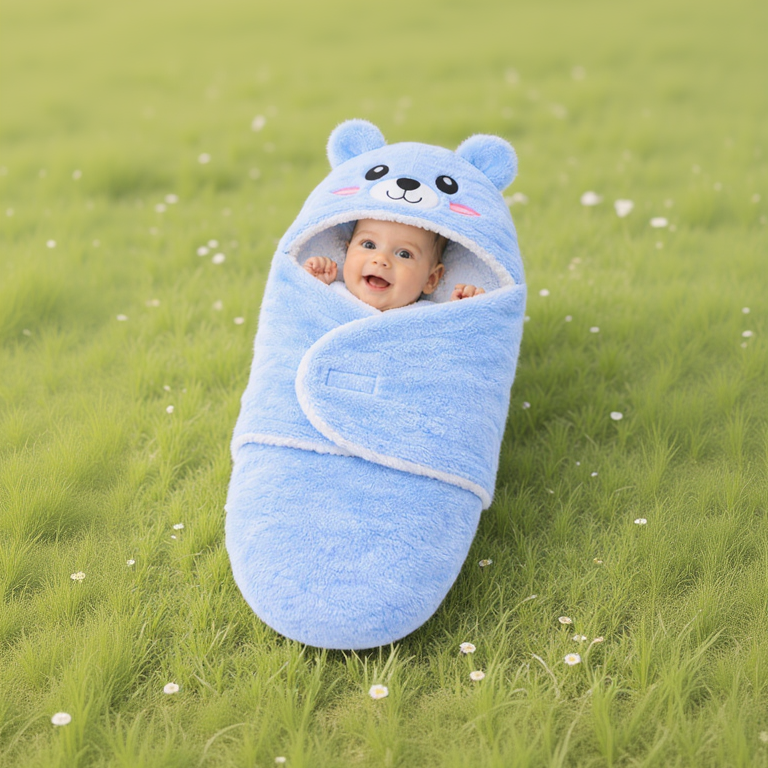 BRANDONN Newborn Hooded Baby Blanket & Bath Towel, Multi Design, 0–9 Months