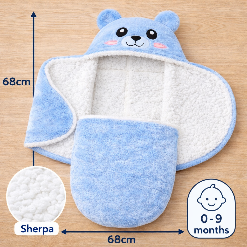 BRANDONN Newborn Hooded Baby Blanket & Bath Towel, Multi Design, 0–9 Months