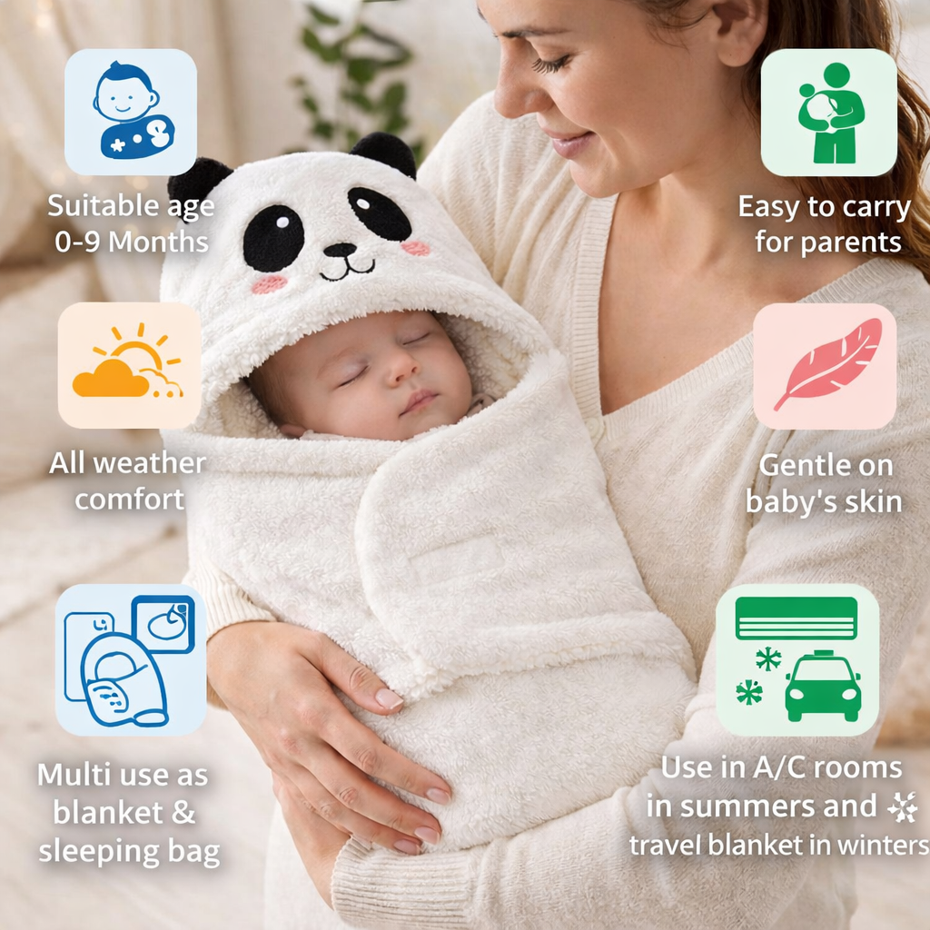 BRANDONN Newborn Hooded Baby Blanket & Bath Towel, Multi Design, 0–9 Months