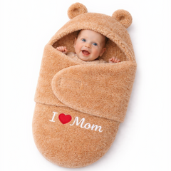 BRANDONN Newborn Hooded Baby Blanket & Bath Towel with Love Embroidery (0–9 Months)