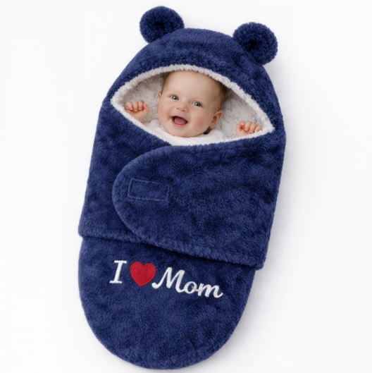 BRANDONN Newborn Hooded Baby Blanket & Bath Towel with Love Embroidery (0–9 Months)