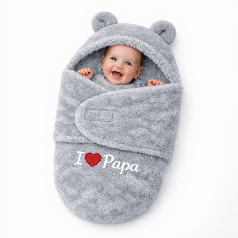 BRANDONN Newborn Hooded Baby Blanket & Bath Towel with Love Embroidery (0–9 Months)