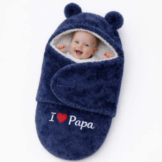 BRANDONN Newborn Hooded Baby Blanket & Bath Towel with Love Embroidery (0–9 Months)