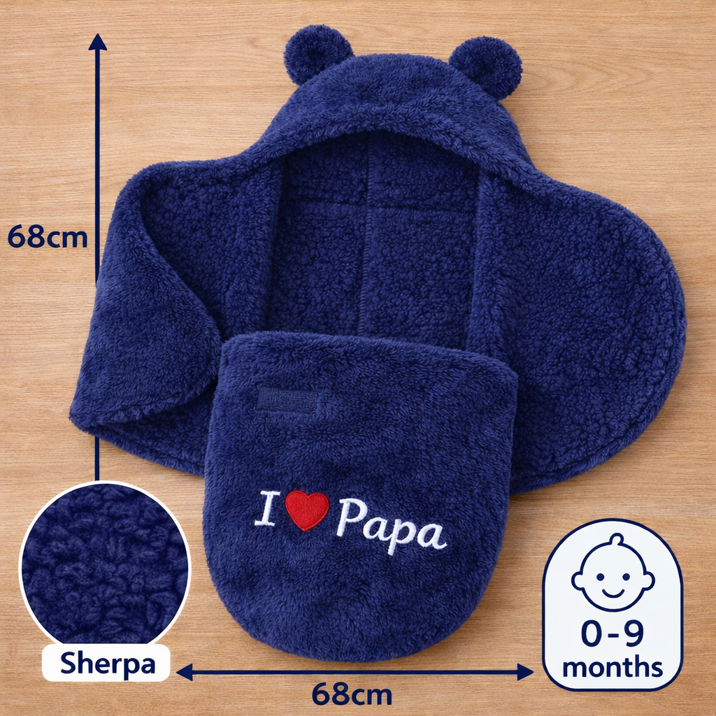 BRANDONN Newborn Hooded Baby Blanket & Bath Towel with Love Embroidery (0–9 Months)