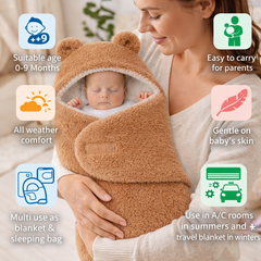 BRANDONN Hooded Baby Blanket & Bath Towel for Newborns (0–9 Months)