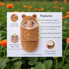 BRANDONN Hooded Baby Blanket & Bath Towel for Newborns (0–9 Months)