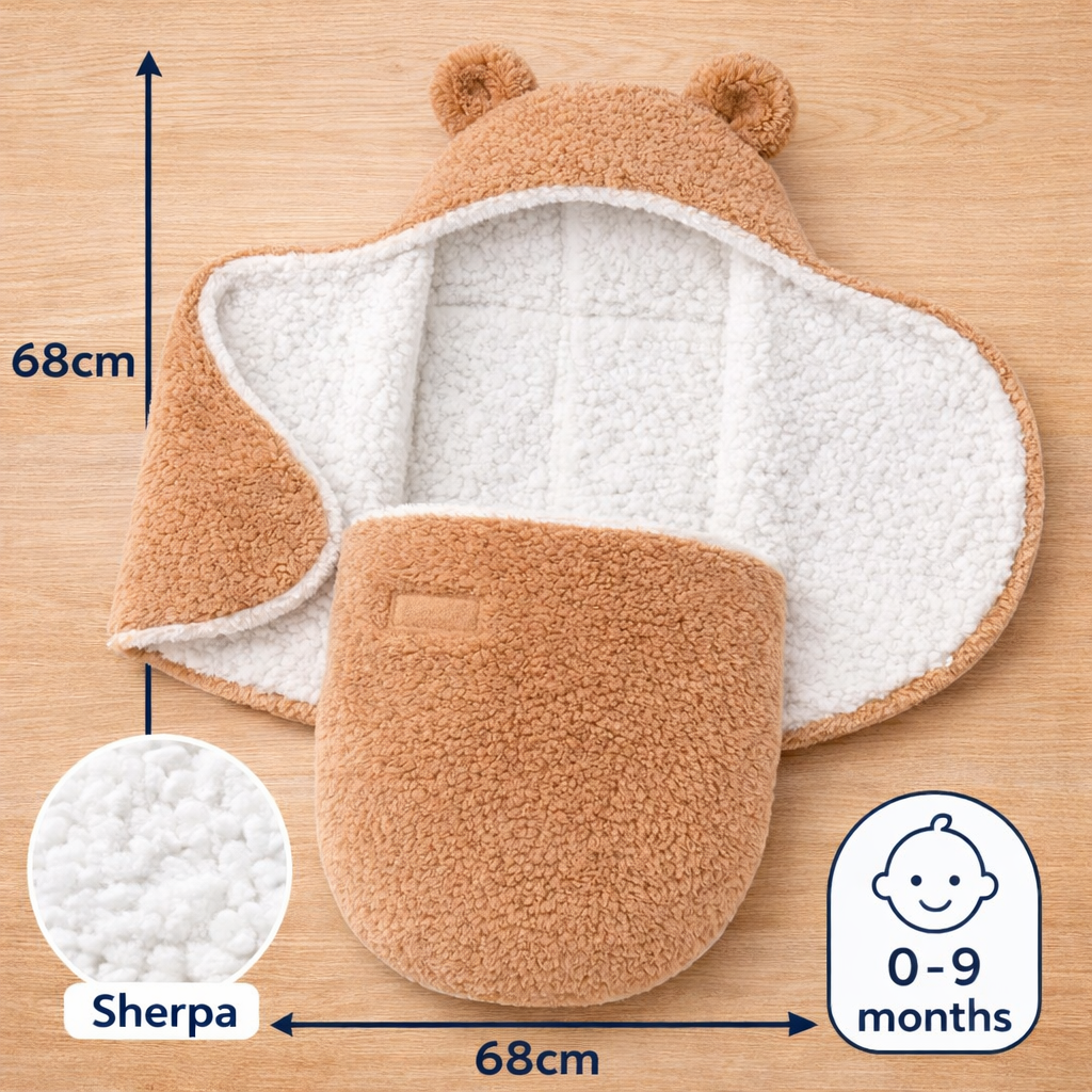 BRANDONN Hooded Baby Blanket & Bath Towel for Newborns (0–9 Months)