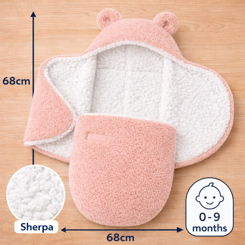BRANDONN Hooded Baby Blanket & Bath Towel for Newborns (0–9 Months)