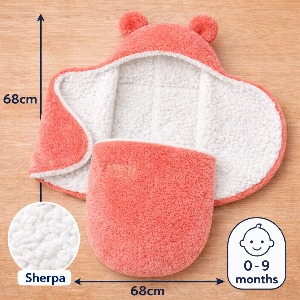 BRANDONN Hooded Baby Blanket & Bath Towel for Newborns (0–9 Months)
