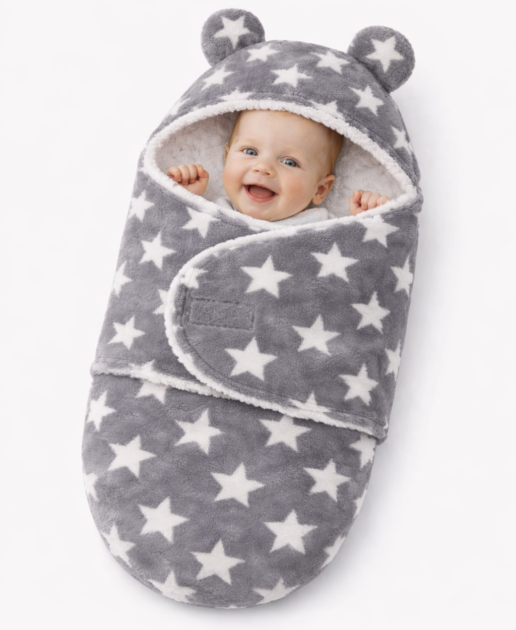 BRANDONN Hooded Baby Blanket Star Print | Newborn Wrapper 0–9 Months