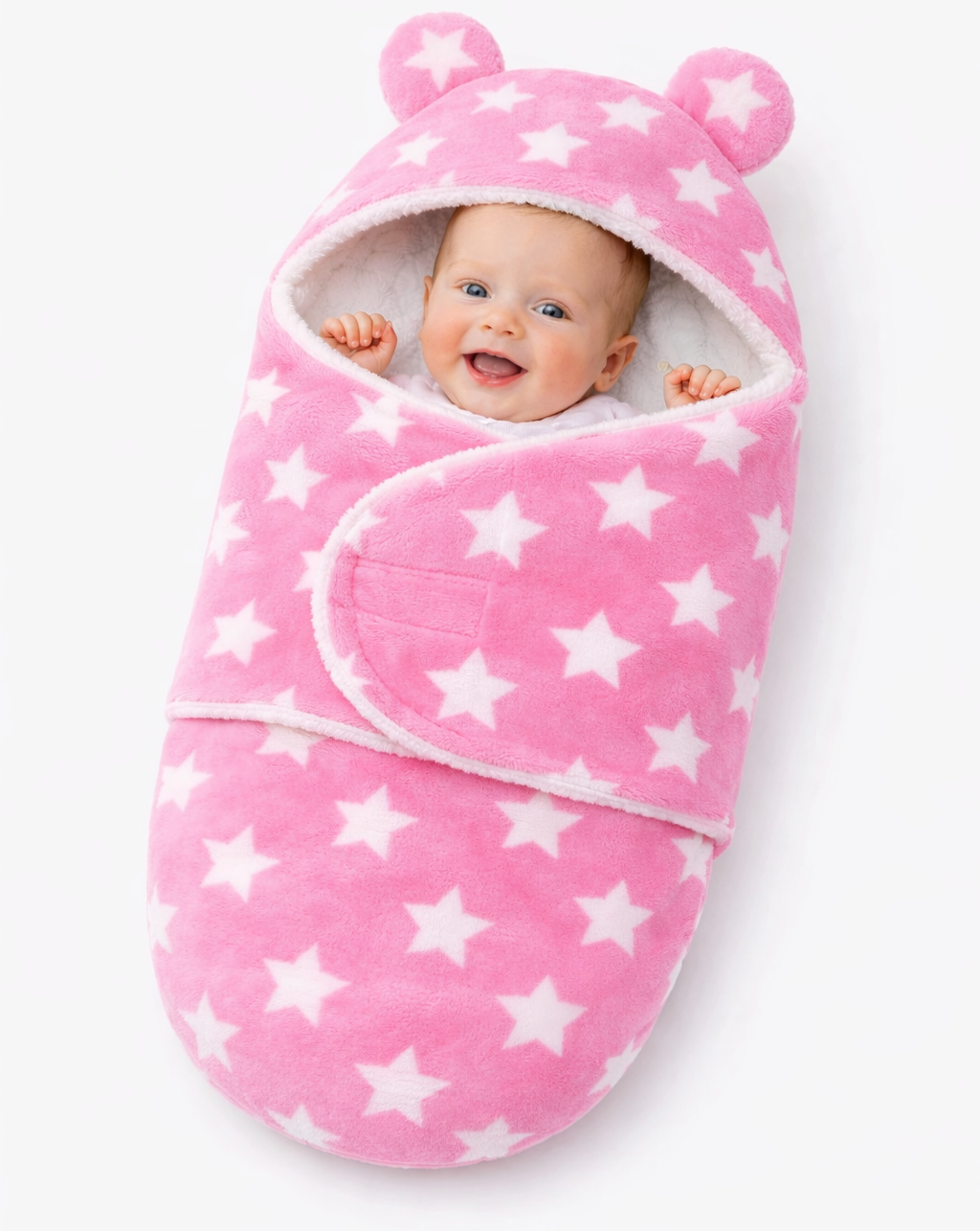 BRANDONN Hooded Baby Blanket Star Print | Newborn Wrapper 0–9 Months