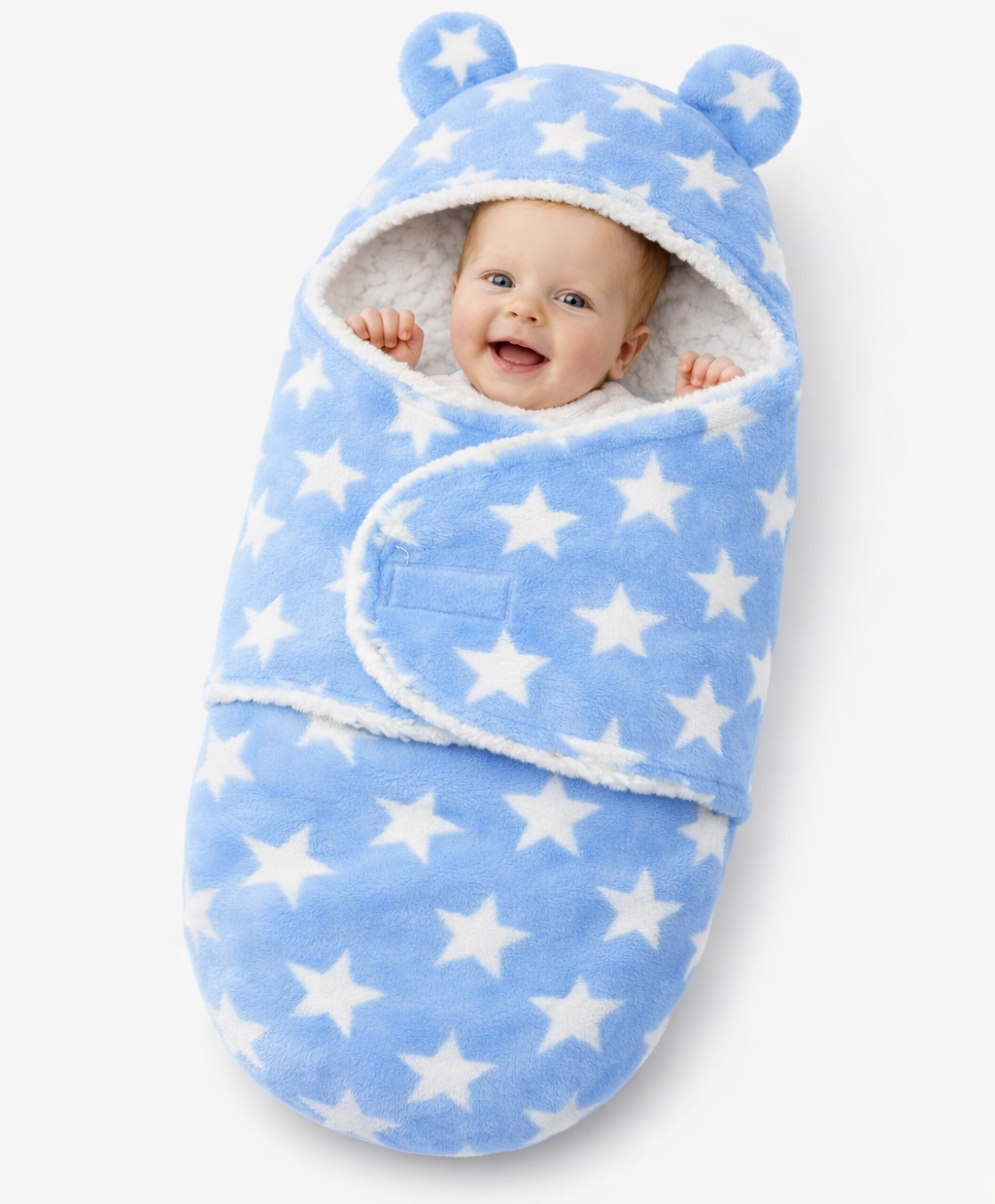 BRANDONN Hooded Baby Blanket Star Print | Newborn Wrapper 0–9 Months
