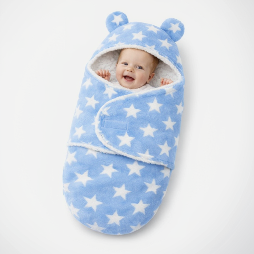 BRANDONN Newborn Hooded Baby Blanket (0–9 Months), Star Print