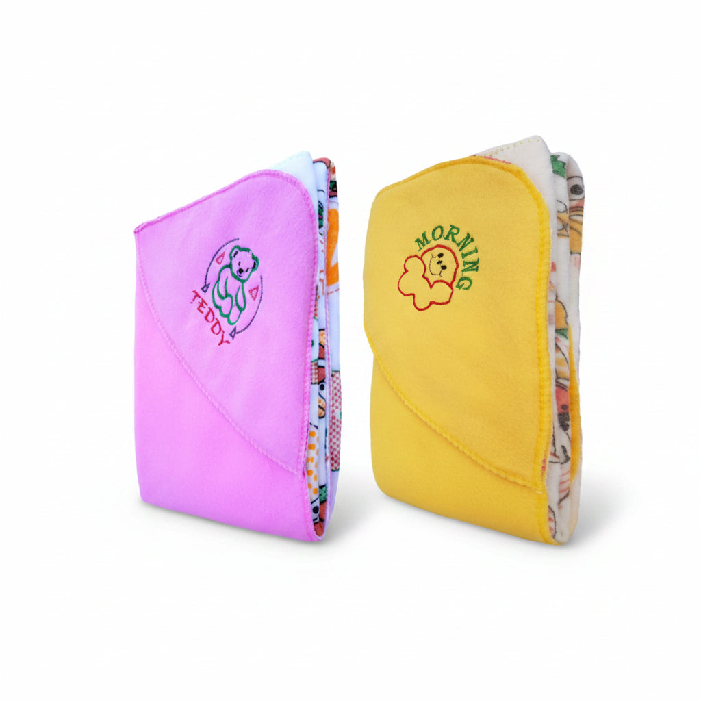 First Kick Baby Blankets Newborn Combo Pack of Double Layered Rainbow A/C Blanket for Baby Wrapper Durable Fleece Polyester for Baby Boys and Baby Girls, Pack of 2 Blue, Hot Pink